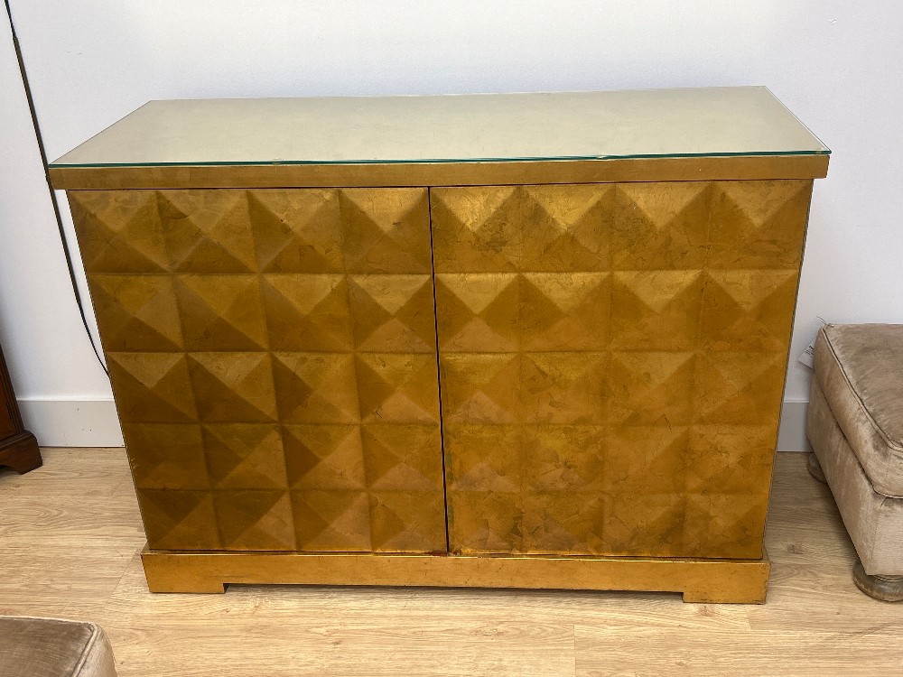 Baker Barbara Barry Gilt Gold Leaf Diamond Chest