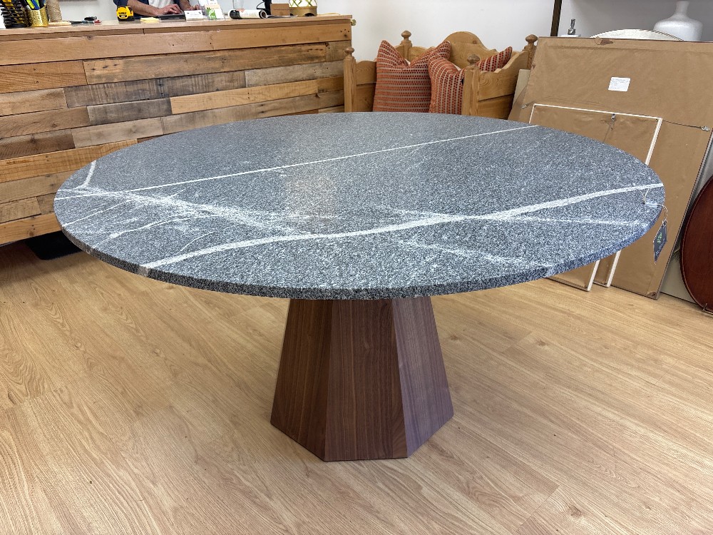 Room & Board Glover Granite Top Walnut Base Dining Table