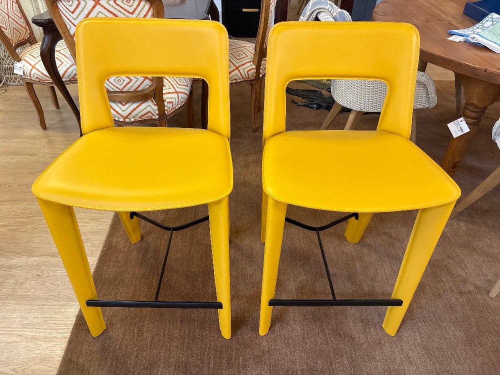 Holly Hunt Pelle Counter Stools, Made in Italy, Pair