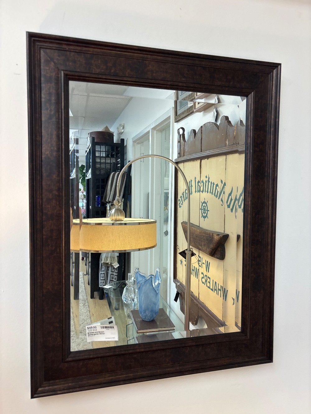 Bronze and Brown Rectangular Mirror