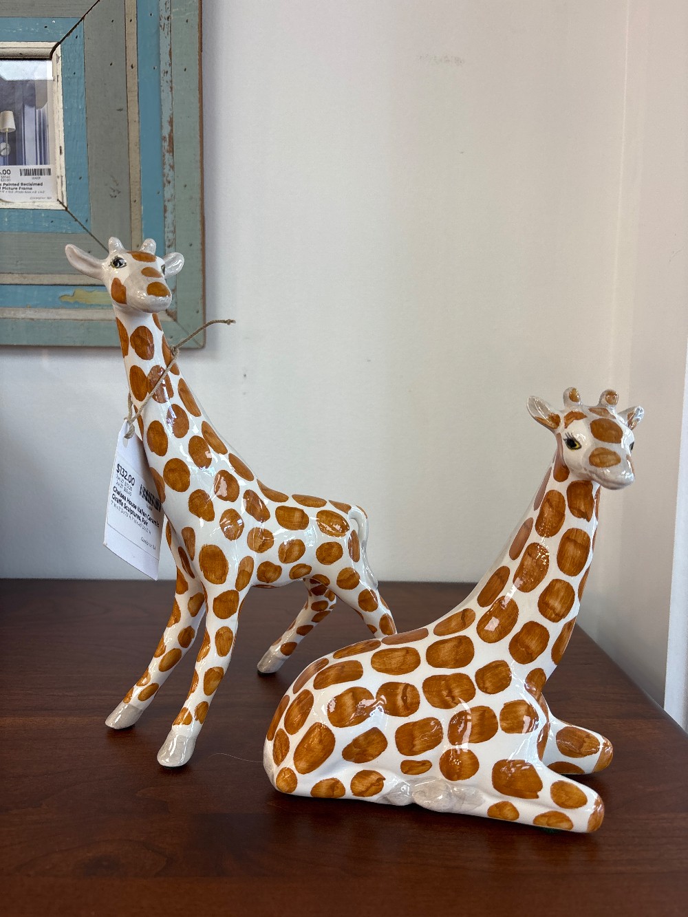 Chelsea House Italian Ceramic Giraffe Sculptures, Pair