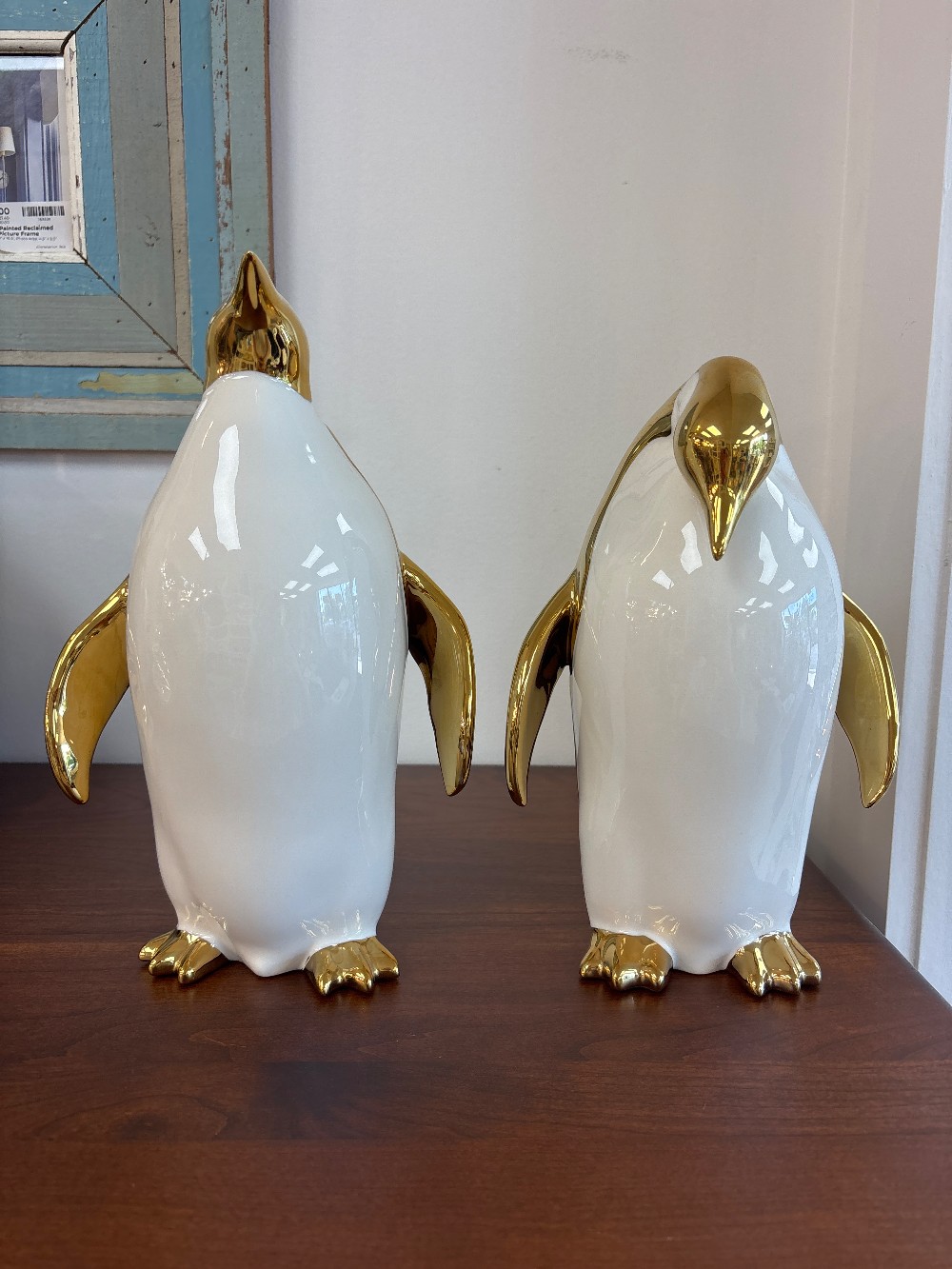Port 68 Penguin 24-Karat Gold Glaze Sculptures, Pair