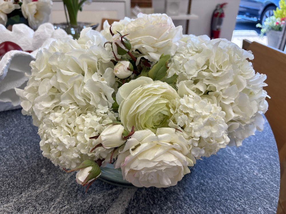 Winward Home Faux Hydrangea  & Snowball in Vase