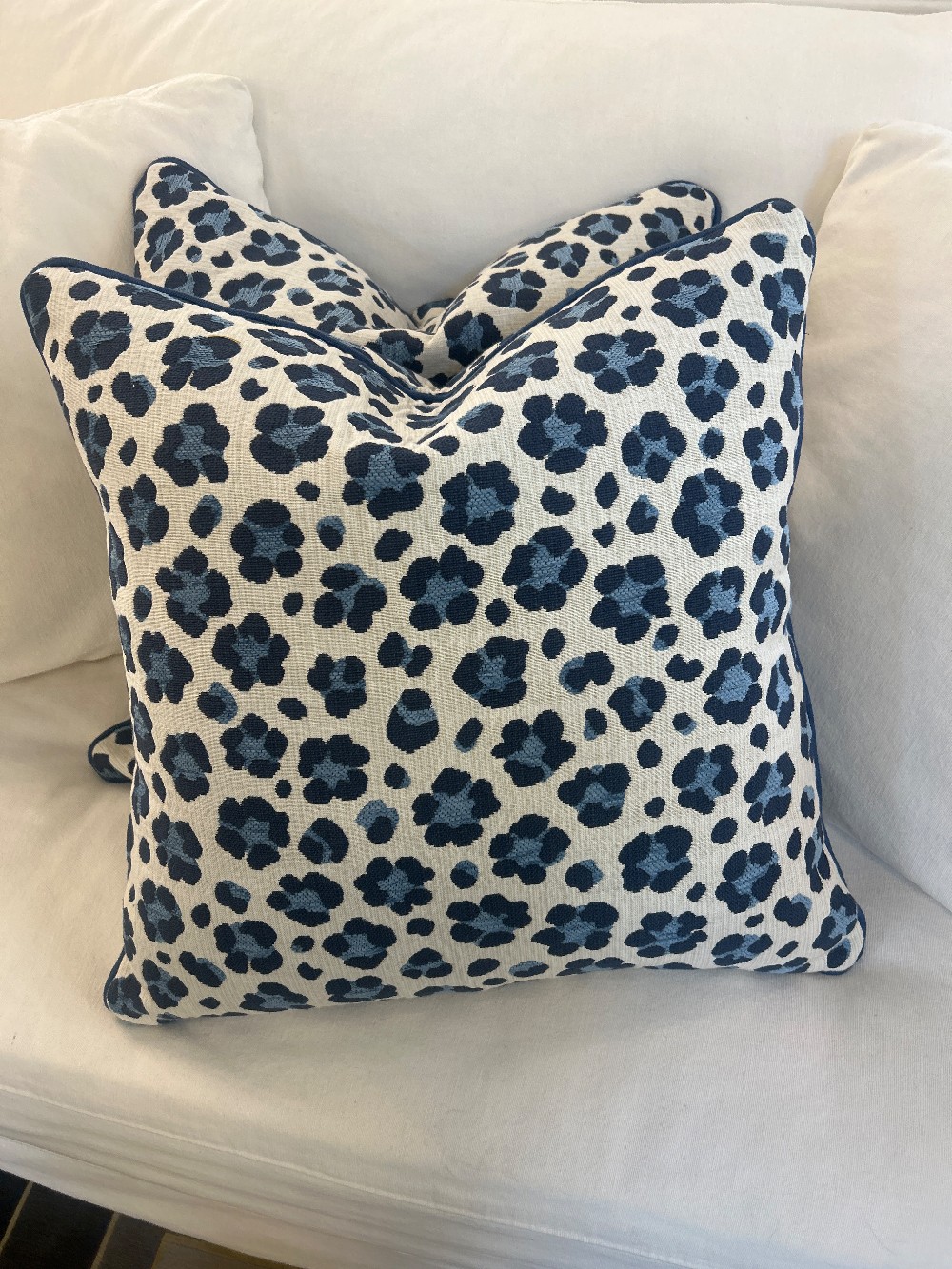 Custom Thibaut “Trixie” Leopard Print Pillows, Pair
