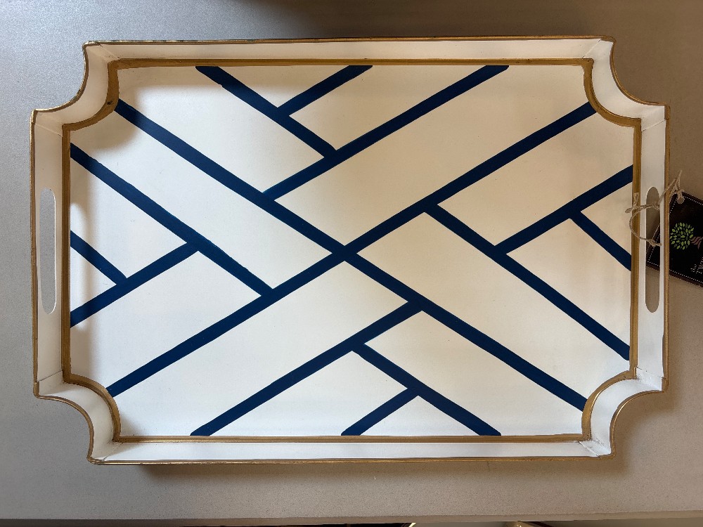 Jaye's Studio Blue and White Striped Tray
