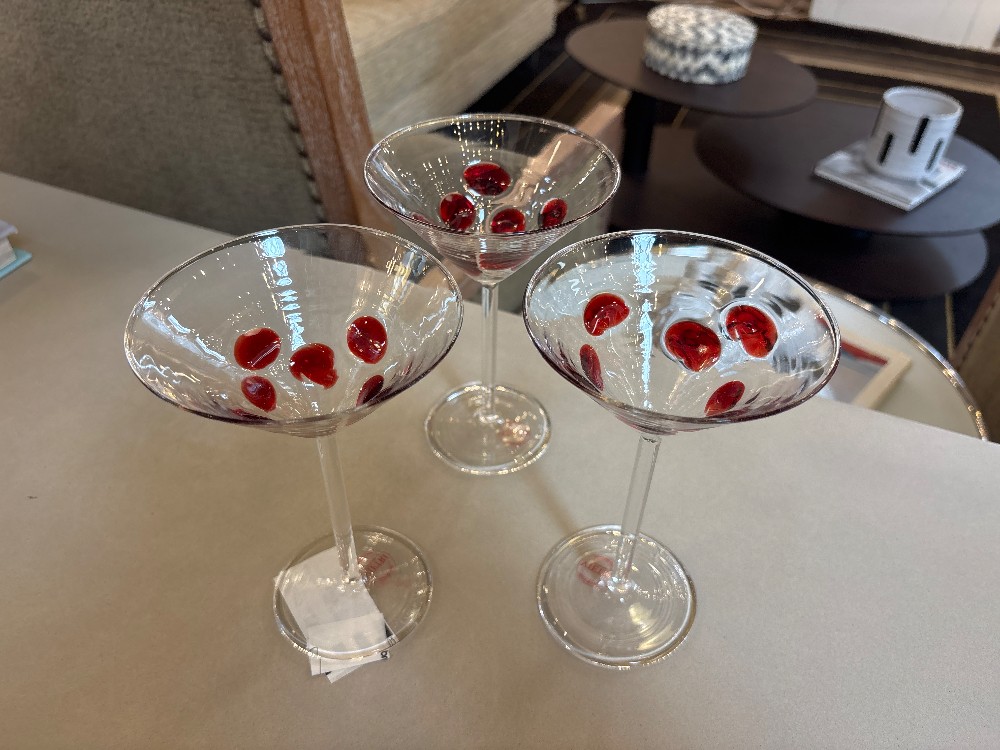 Red Drop Vietri Martini Glasses, Set of 3