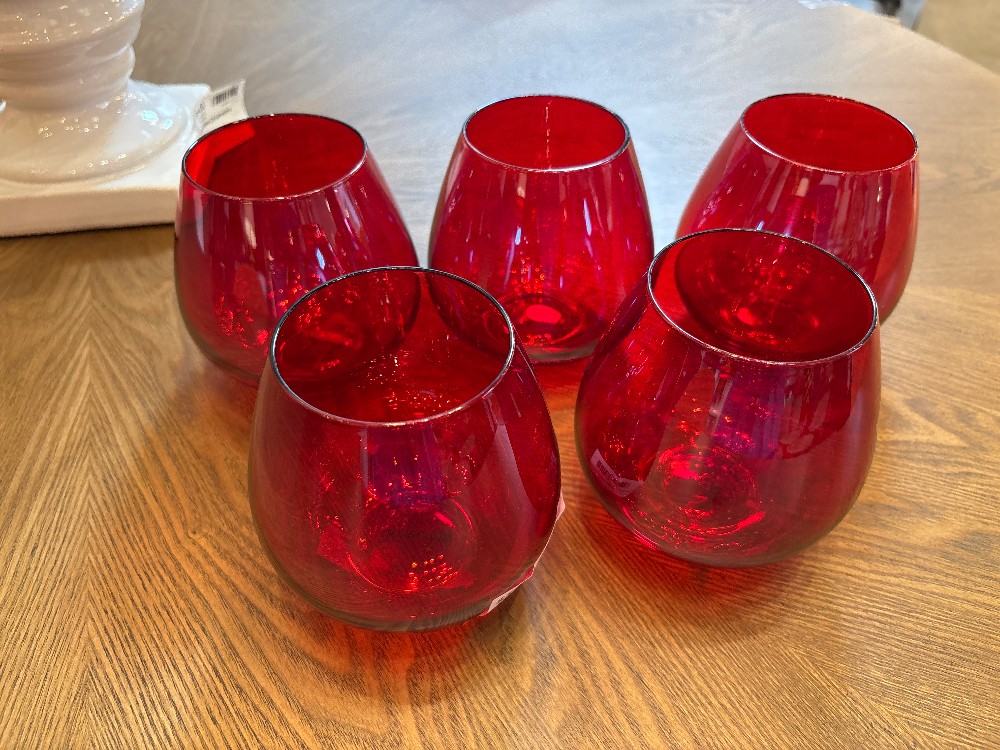 Red Luster Wine Glasses, Set of 5