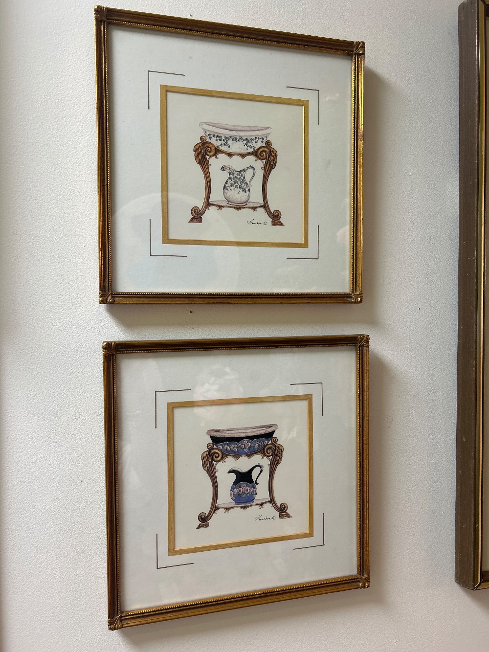 Victorian Washstand Prints by Consuelo Gamboa, Pair