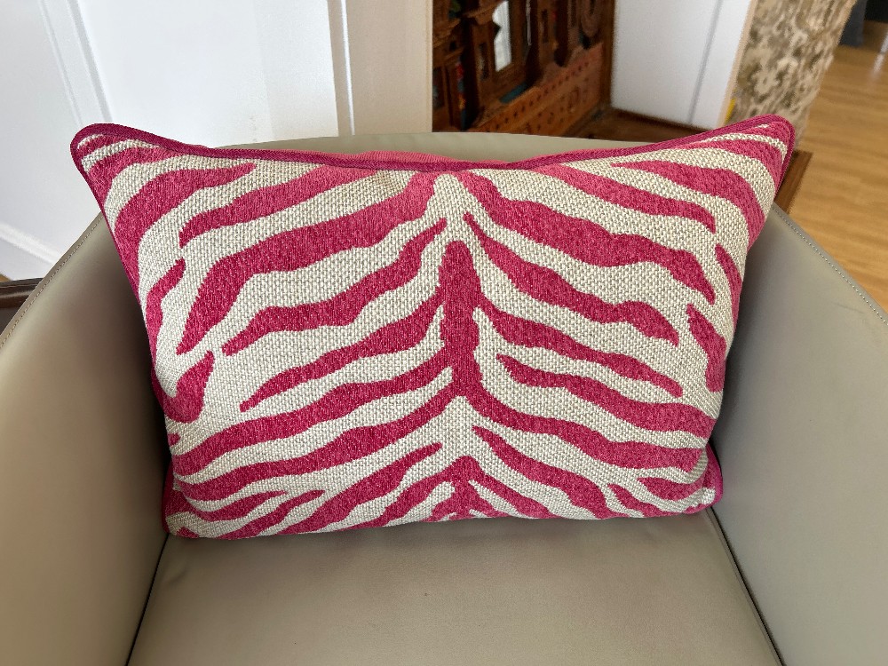 Custom Pink Zebra Print Lumbar Pillow