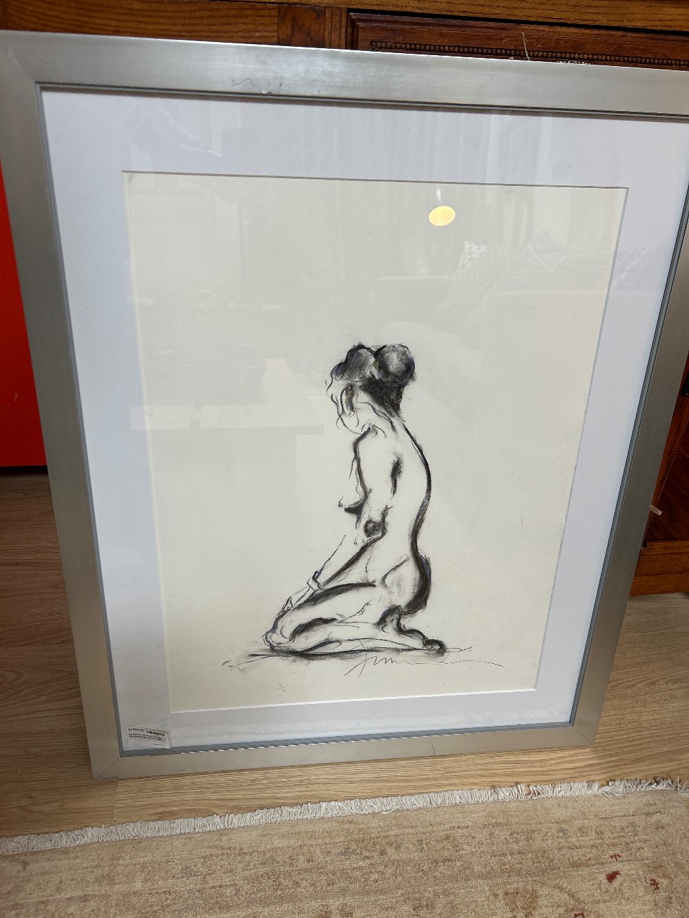 Francine Turk Mixed Media Charcoal Nude Sketch, Signed
