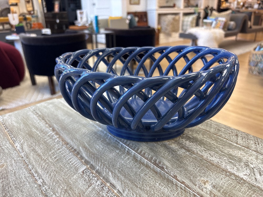 Eucalyptus Stoneware Woven Ceramic Basket Bowl