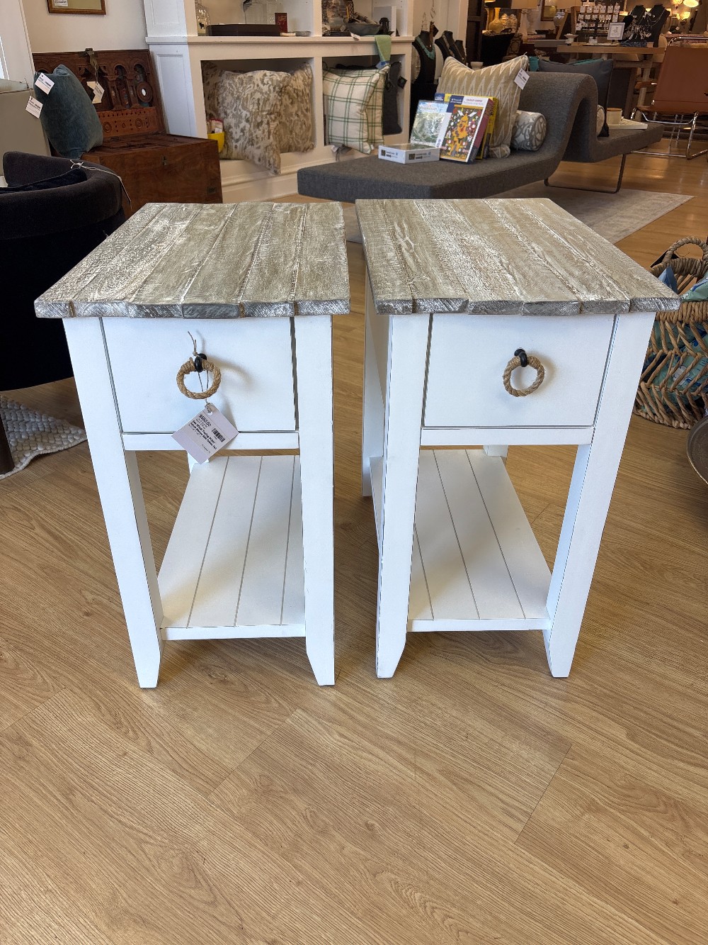Sea Winds Trading Picket Fence Narrow Side Tables, Pair