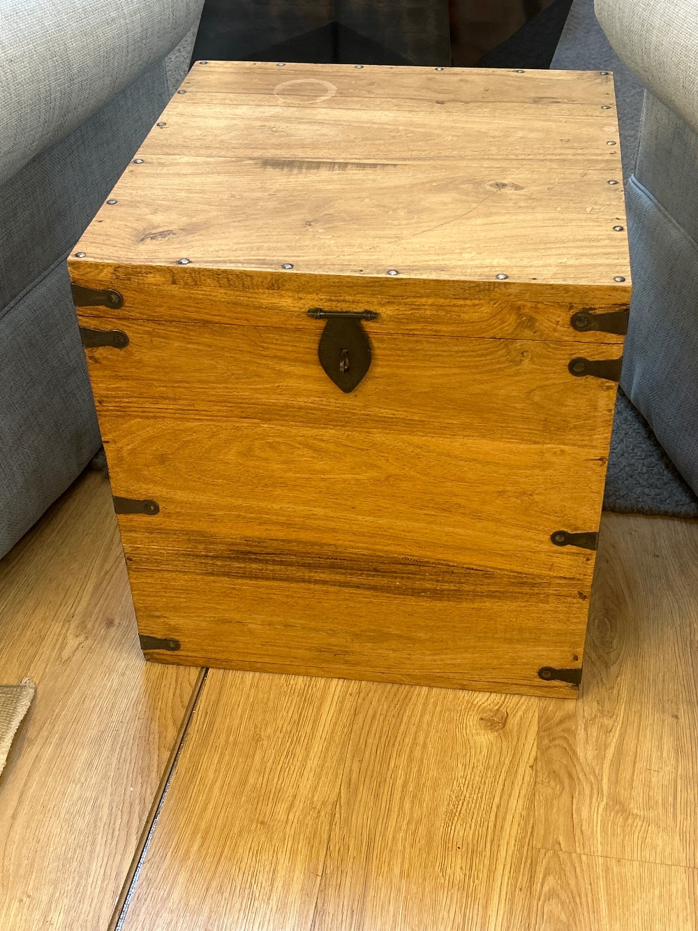 Banded Wood Storage Trunk