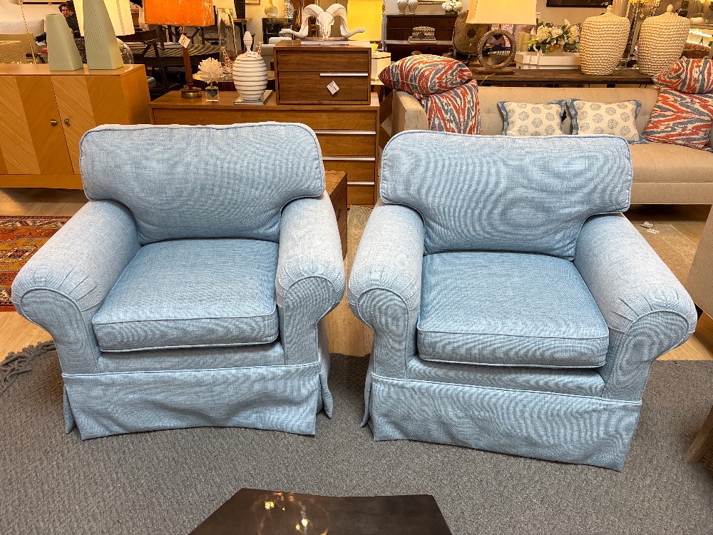 Vanguard Furniture Custom Skirted Armchairs, Pair