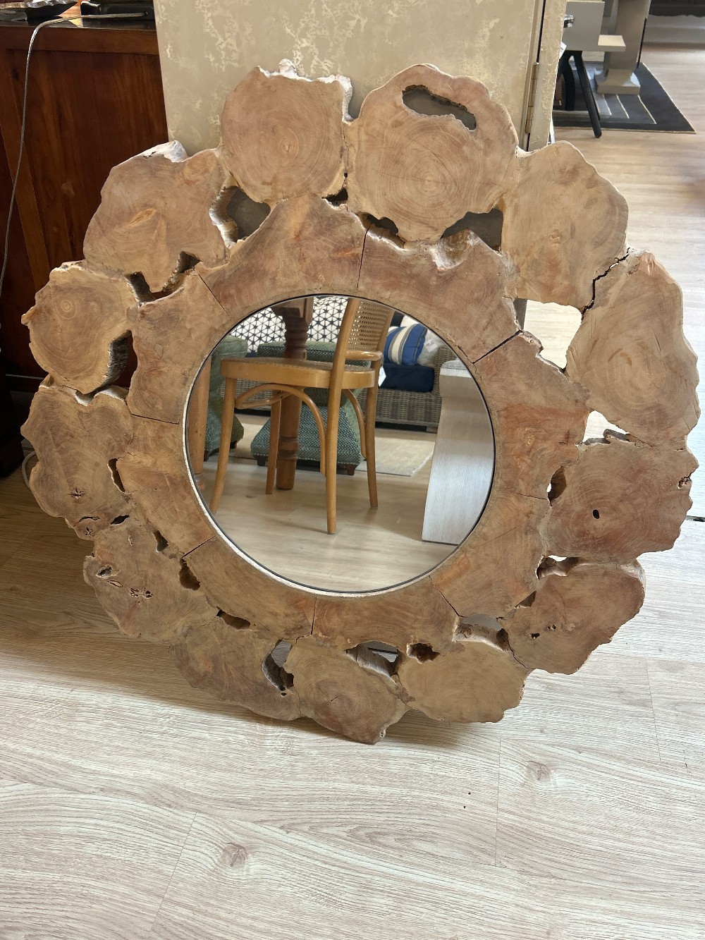 Crate & Barrel Round Root Mirror