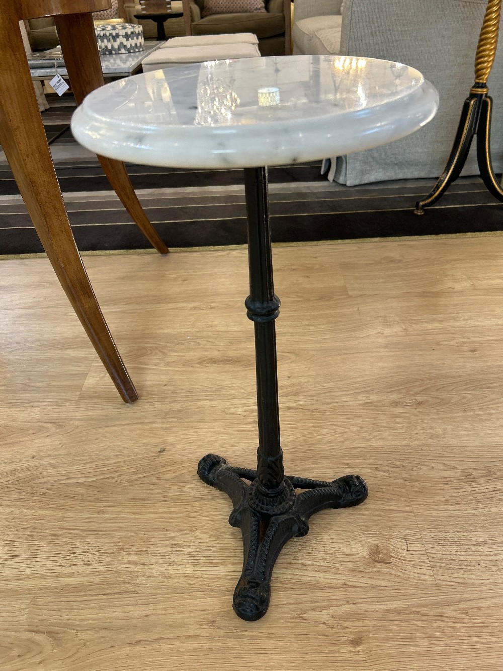 Vintage Marble Top Iron Base Drink Table