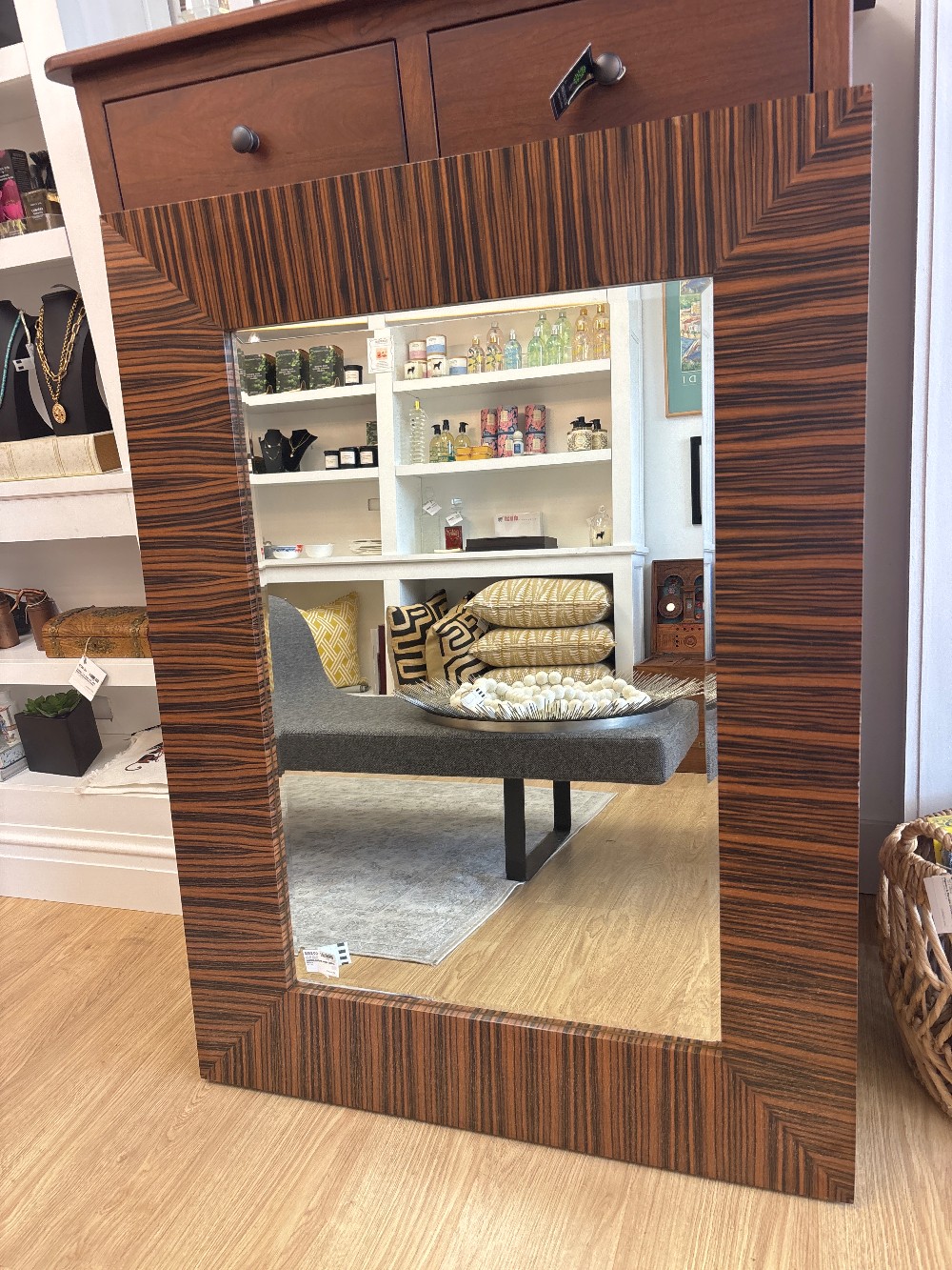 Custom Striped Wood Callista Mirror