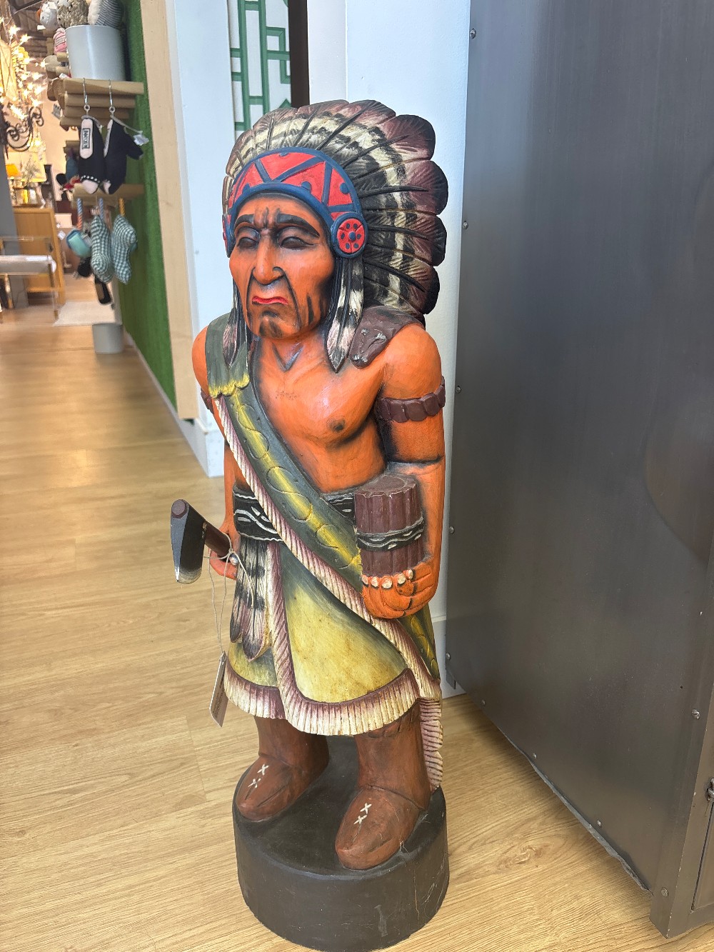 Vintage Wood Carved Cigar Store Indian Statue