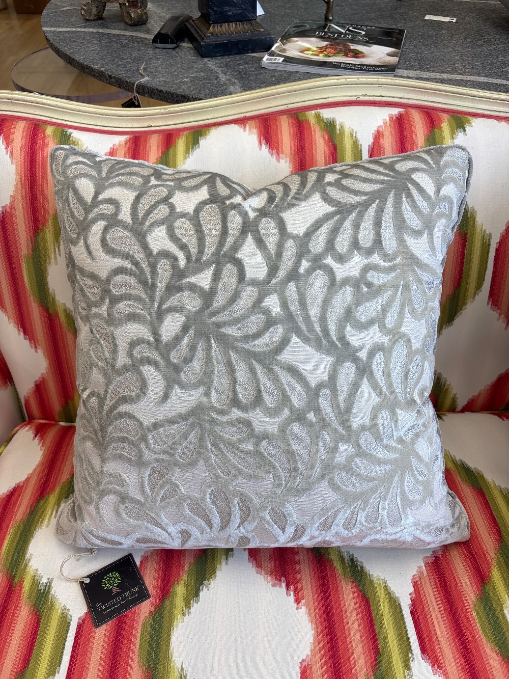 Mokum Maple Leaf Cut Velvet Throw Pillow
