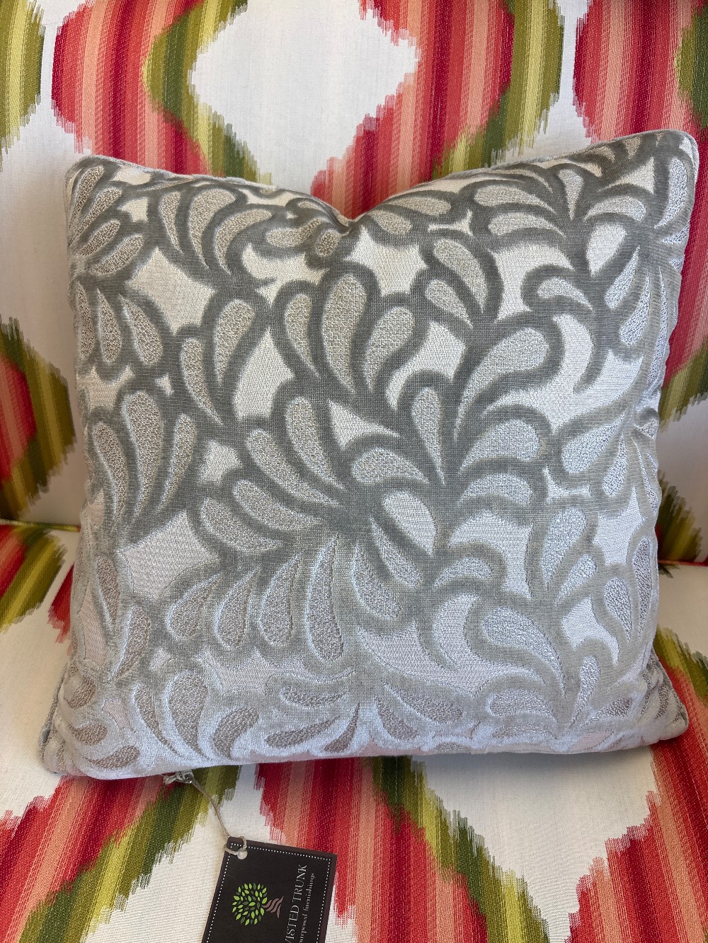 Mokum Maple Leaf Cut Velvet Throw Pillow
