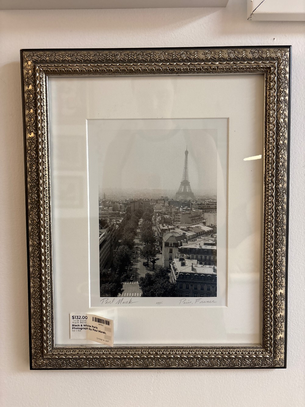 Black & White Paris Photograph by Paul Marek, Signed