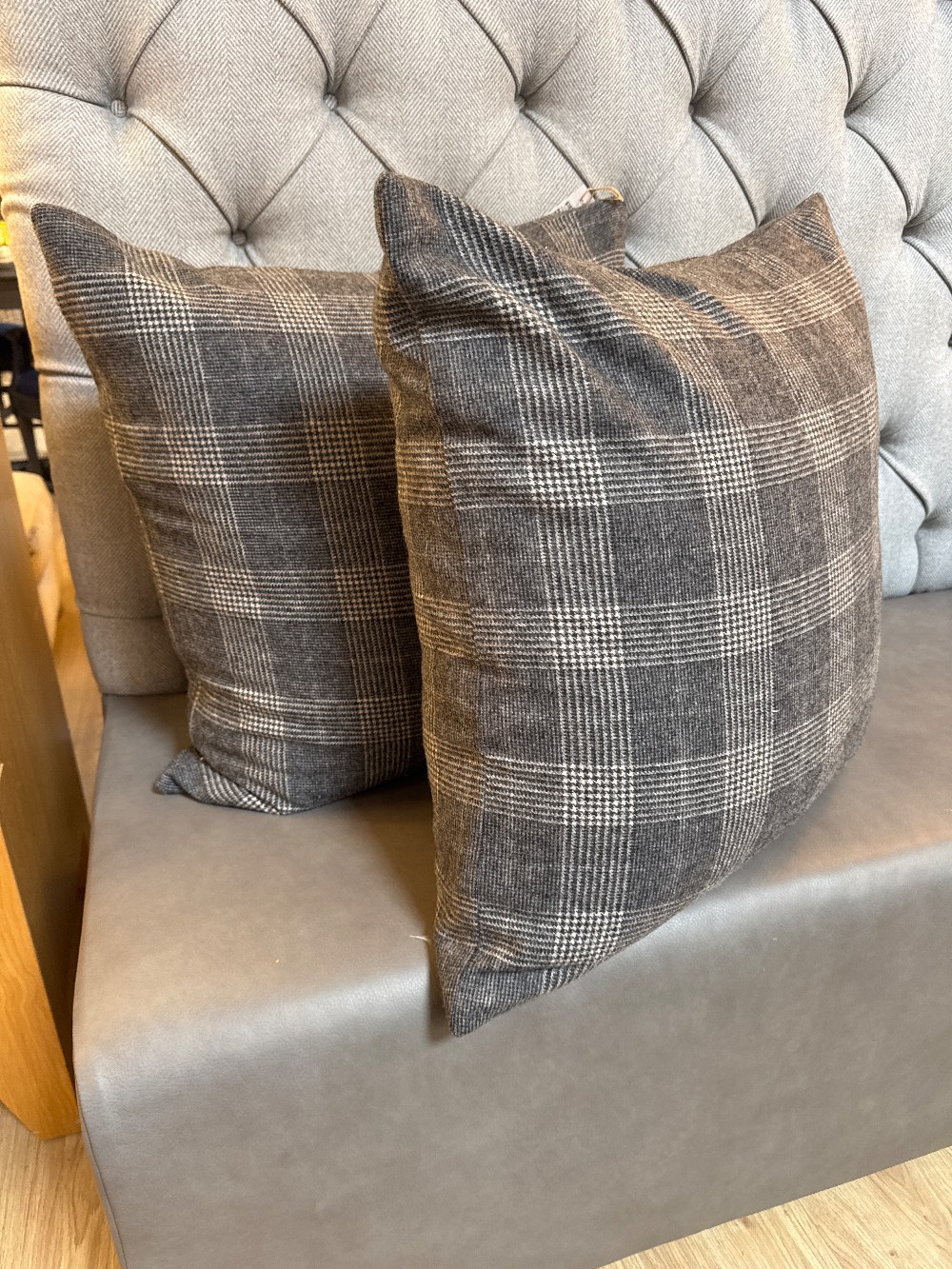 Ballard Designs Wool Plaid Houndstooth Pillows, Pair