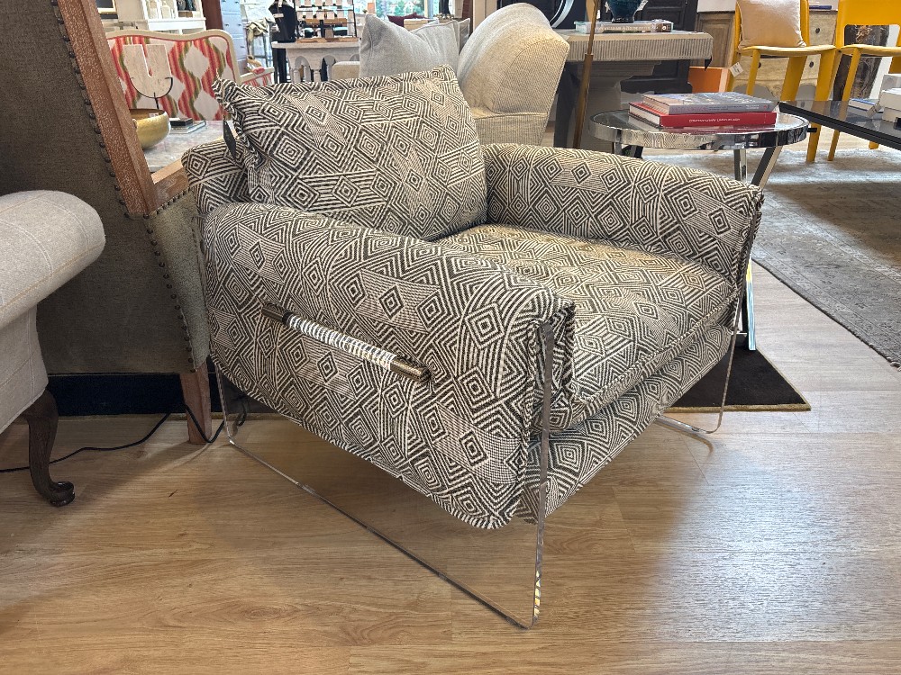 Modern Geometric Upholstery Acrylic Frame Lounge Chair