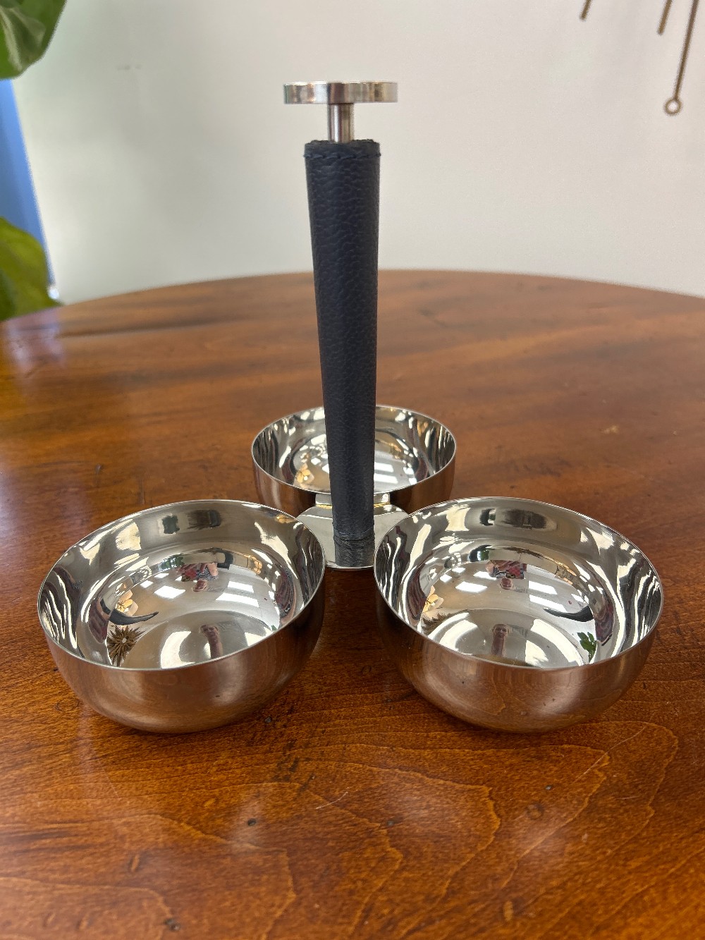 Zodax Laguna Leather & Nickel Condiment Set