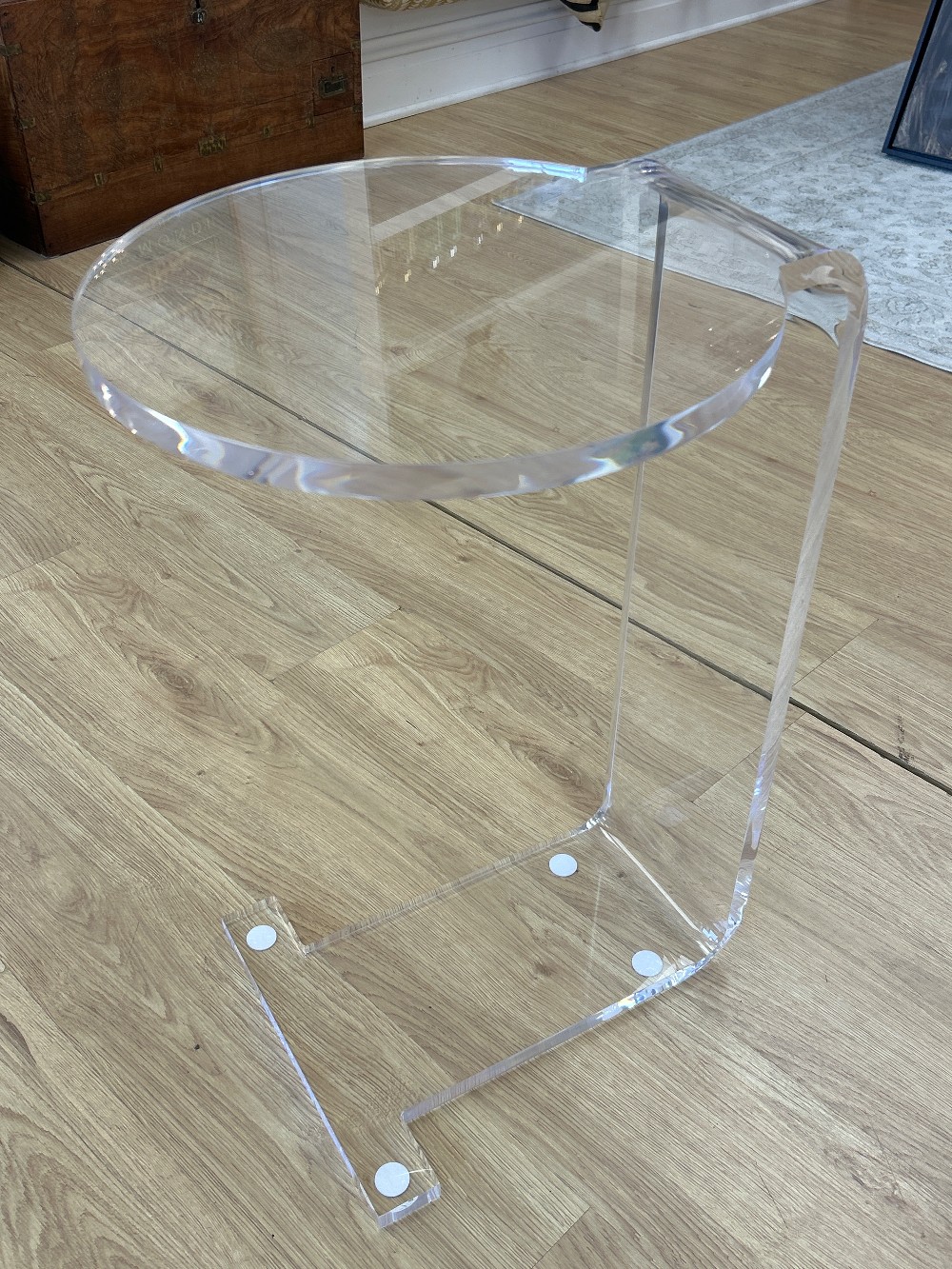 Modern Rounded Acrylic C-Shape Side Table