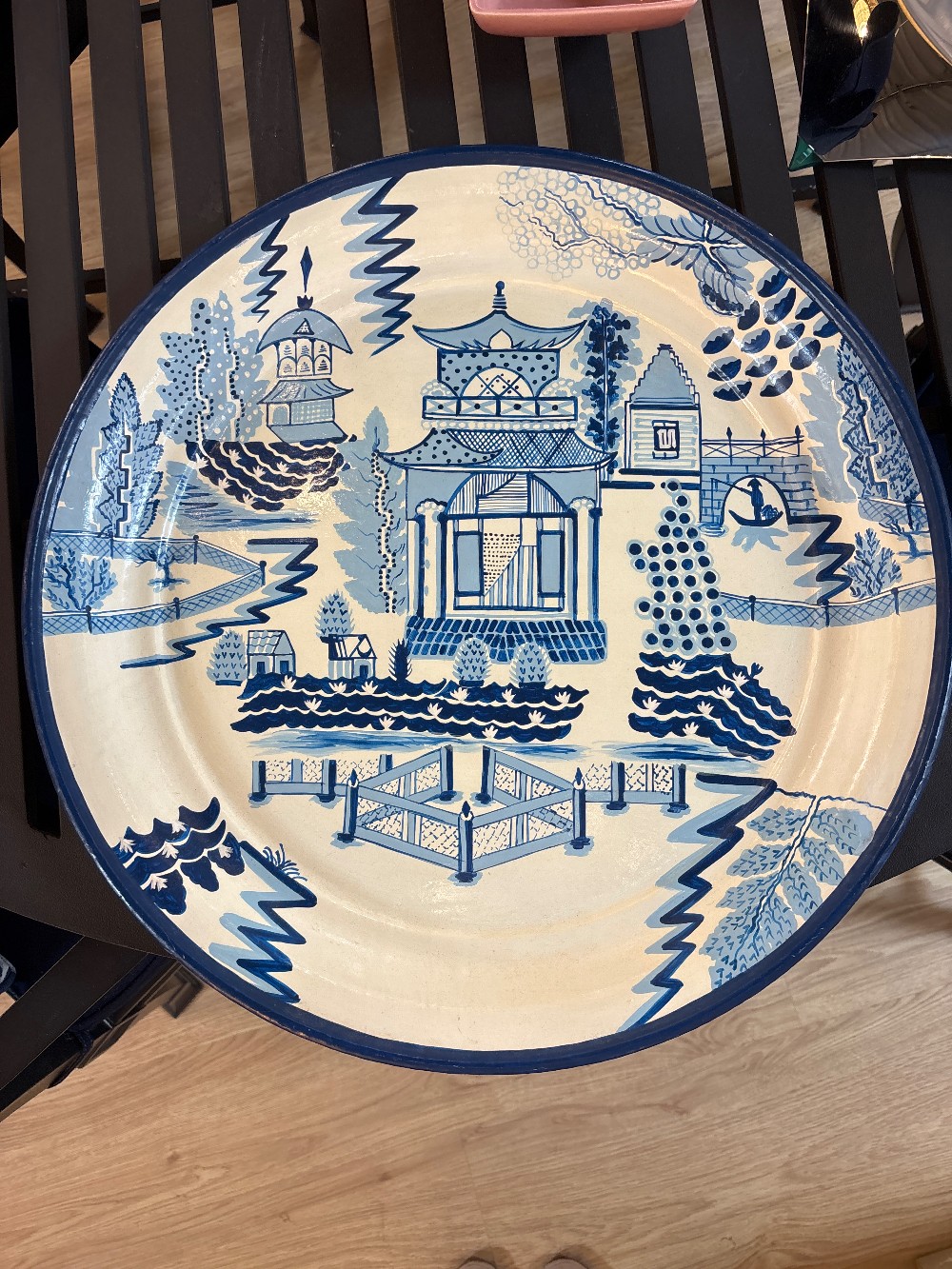 Blue & White Chinoiserie Hand Painted Toile Tray