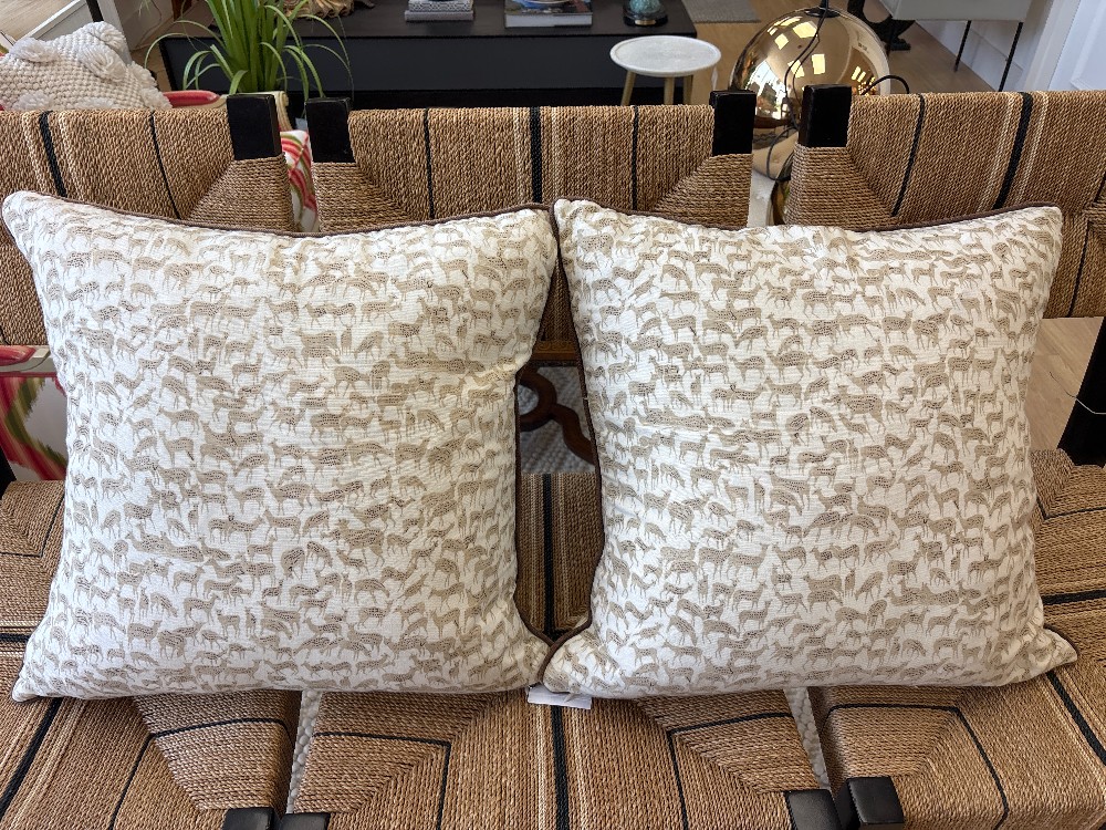 Schumacher Fauna Throw Pillows, Pair