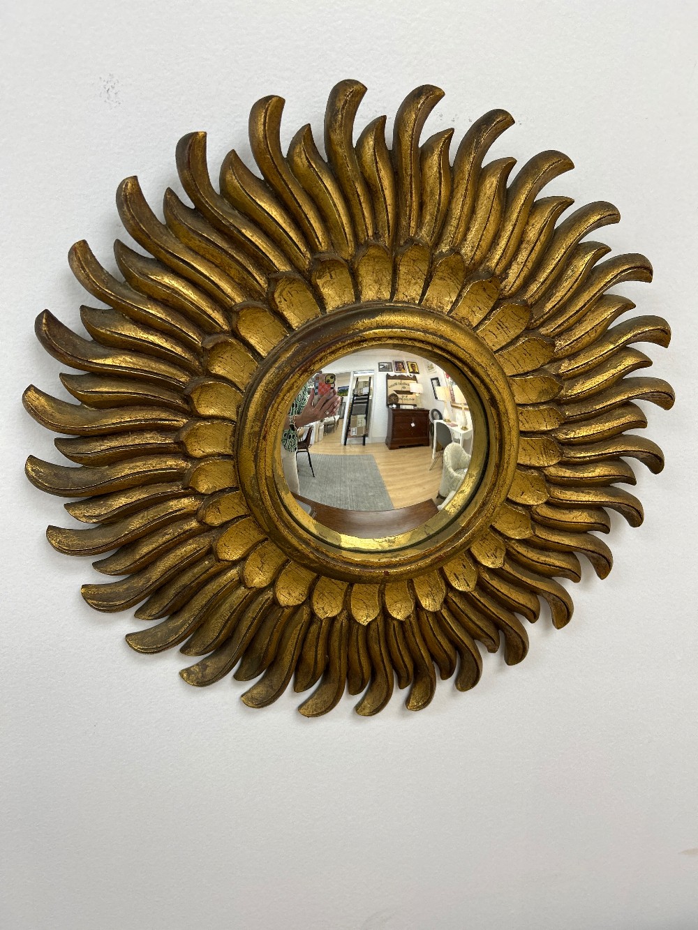 Antique French Gilt Sunburst Mirror, C. 1900 (As Is)