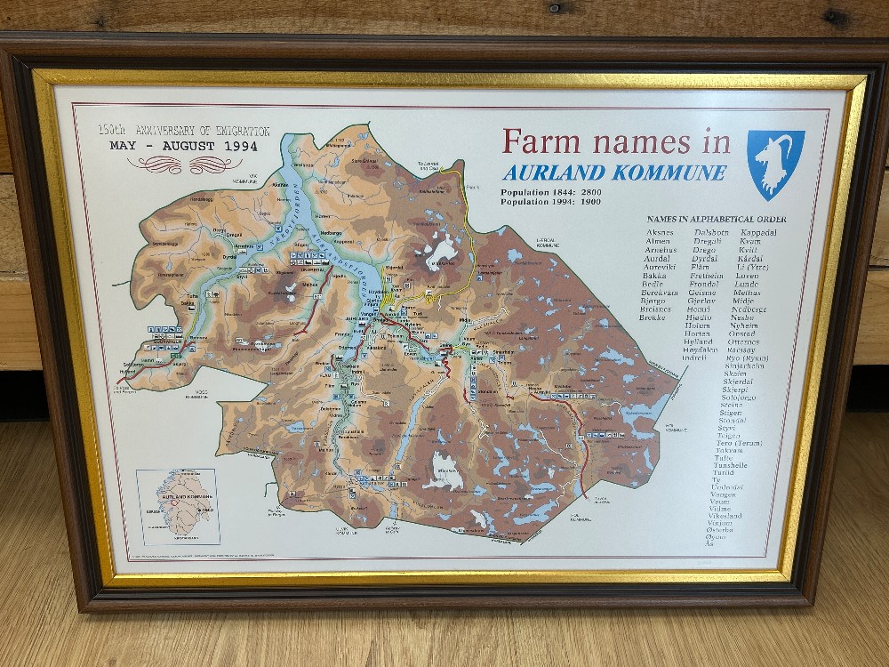 Vintage Norwegian Farm Names Poster, Framed