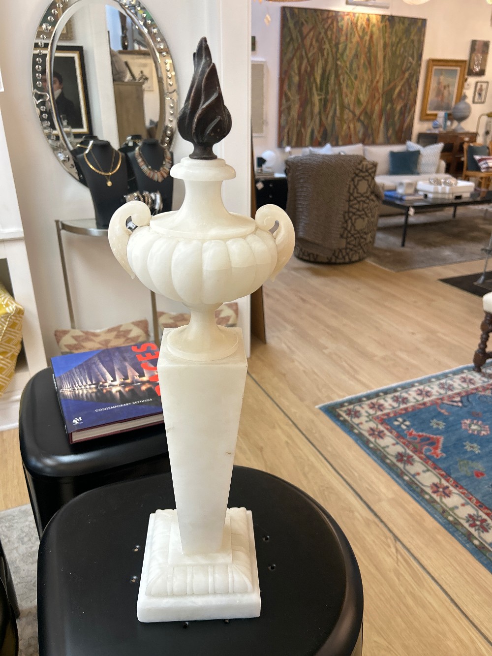 Vintage Italian Carved Alabaster Flambeau Urn