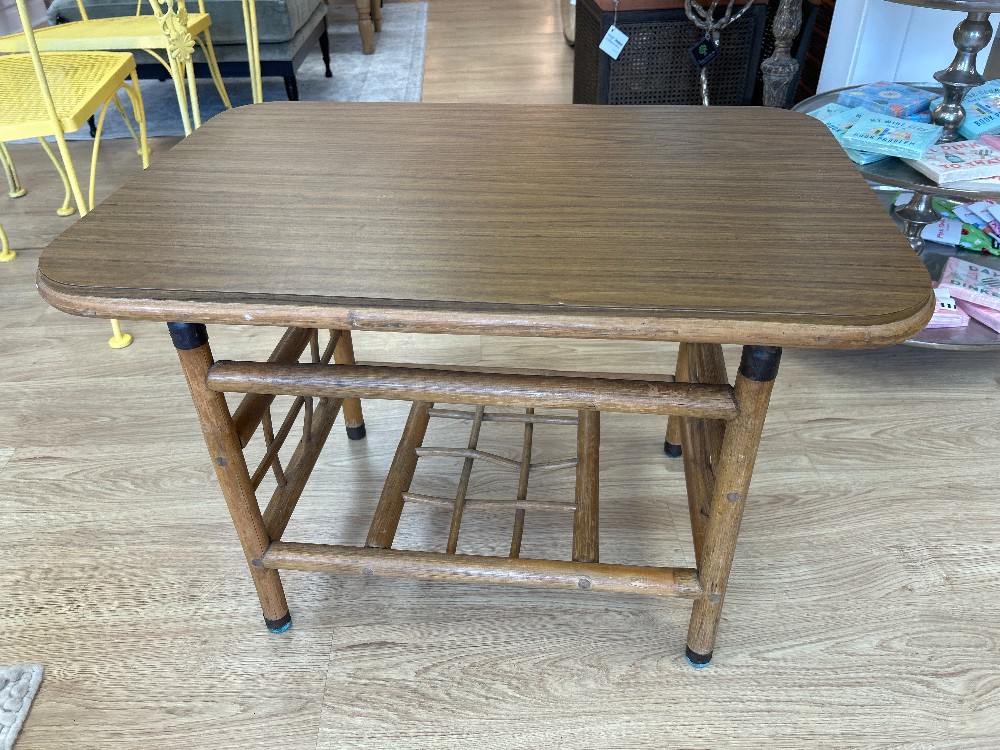Mid-Century Woven Rattan Side Table