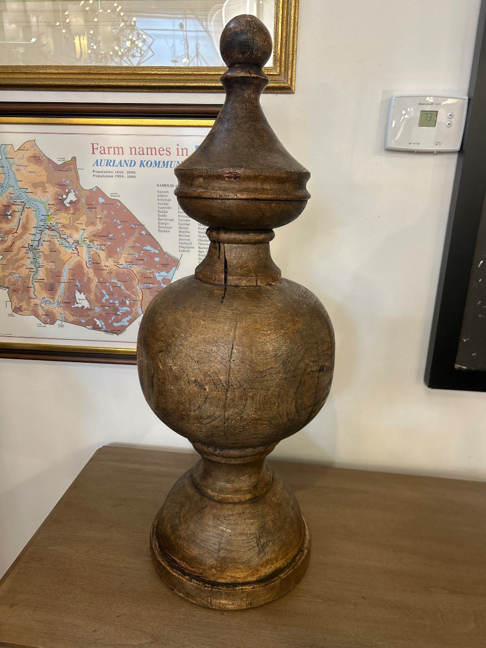 Carved Wood Decorative Finial - Medium