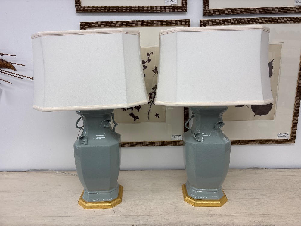 Ethan Allen Lillie Ceramic Table Lamps, Pair