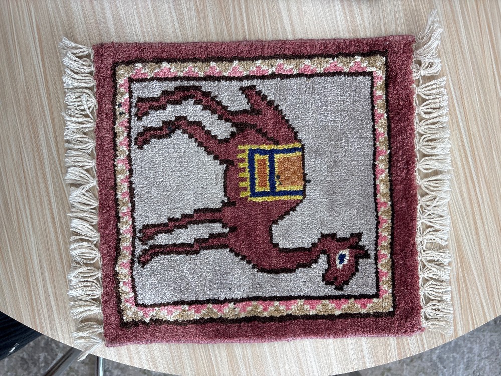 Vintage Persian Camel Hand-Knitted Prayer Rug