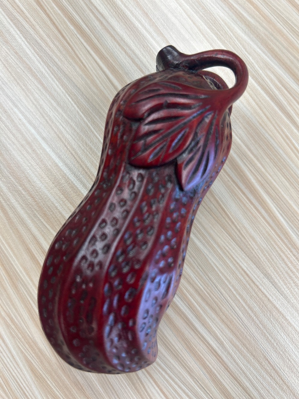 Carved Wood Peanut Trinket Box