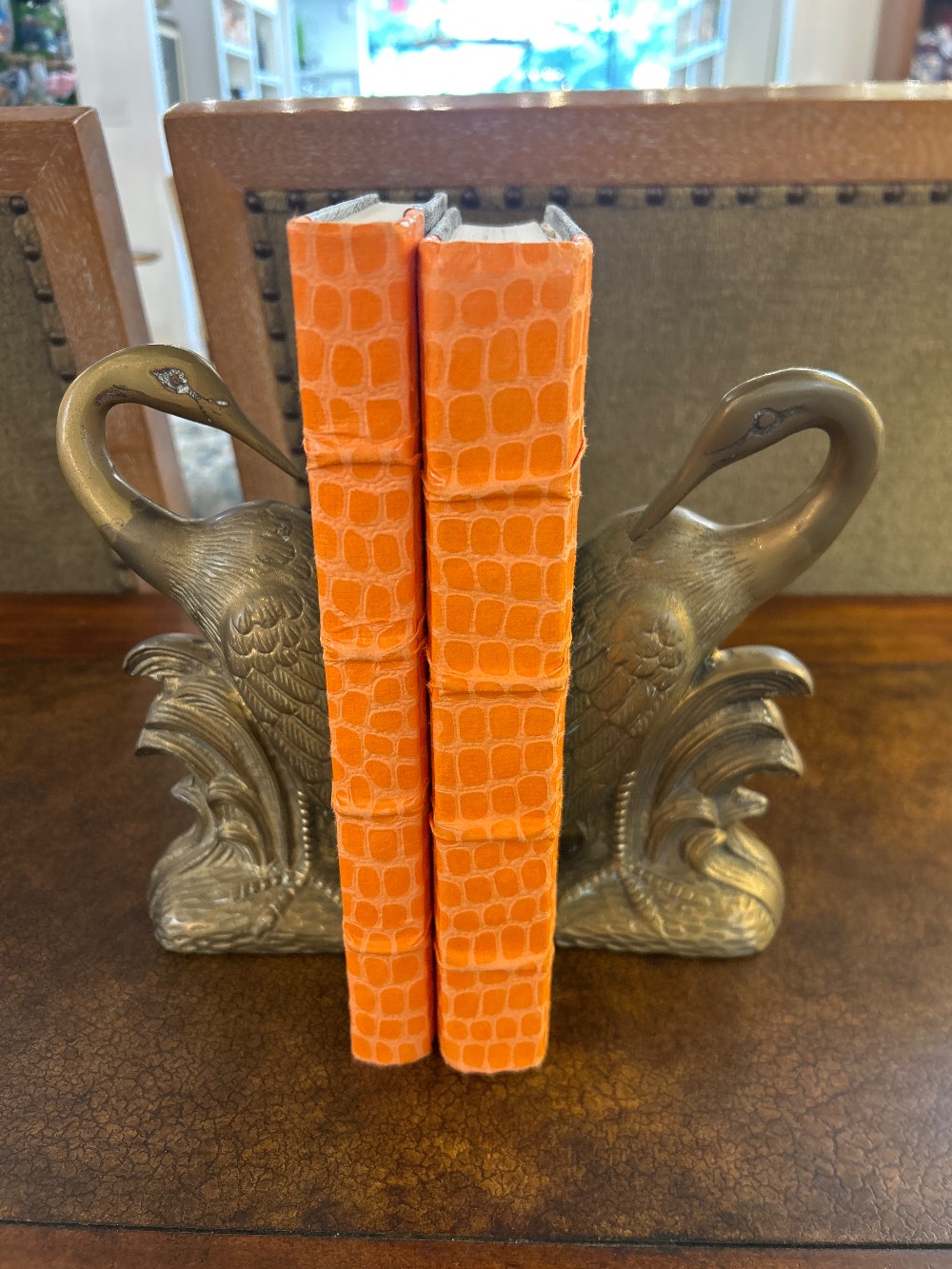 Mid-Century Brass Crane Bookends, Pair