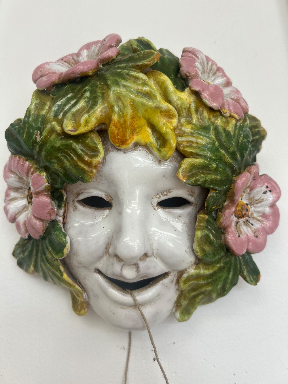 Vintage Italian Majolica Spring Bacchus Mask Wall Art