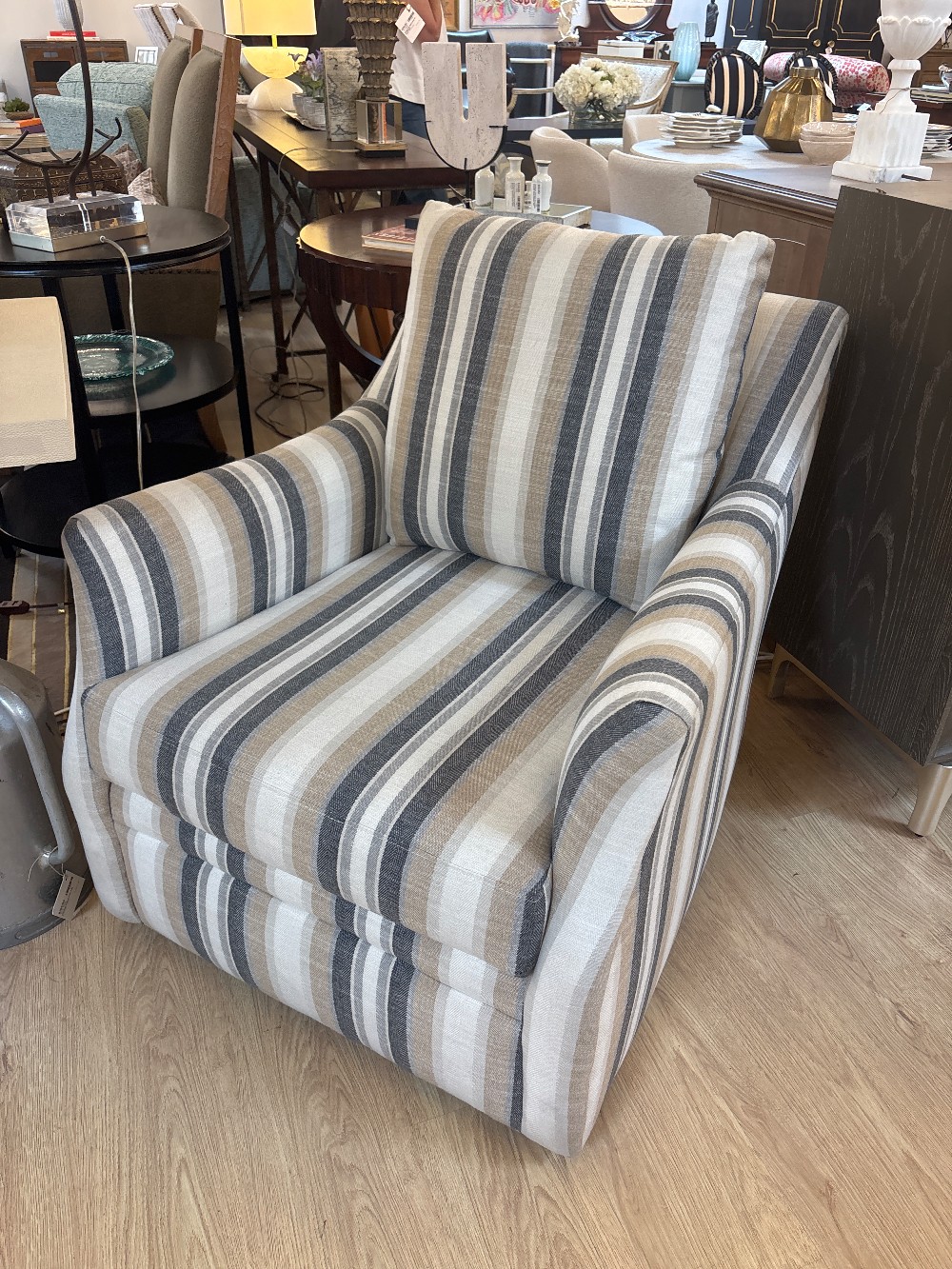Sam Moore Striped Linda Swivel Chair
