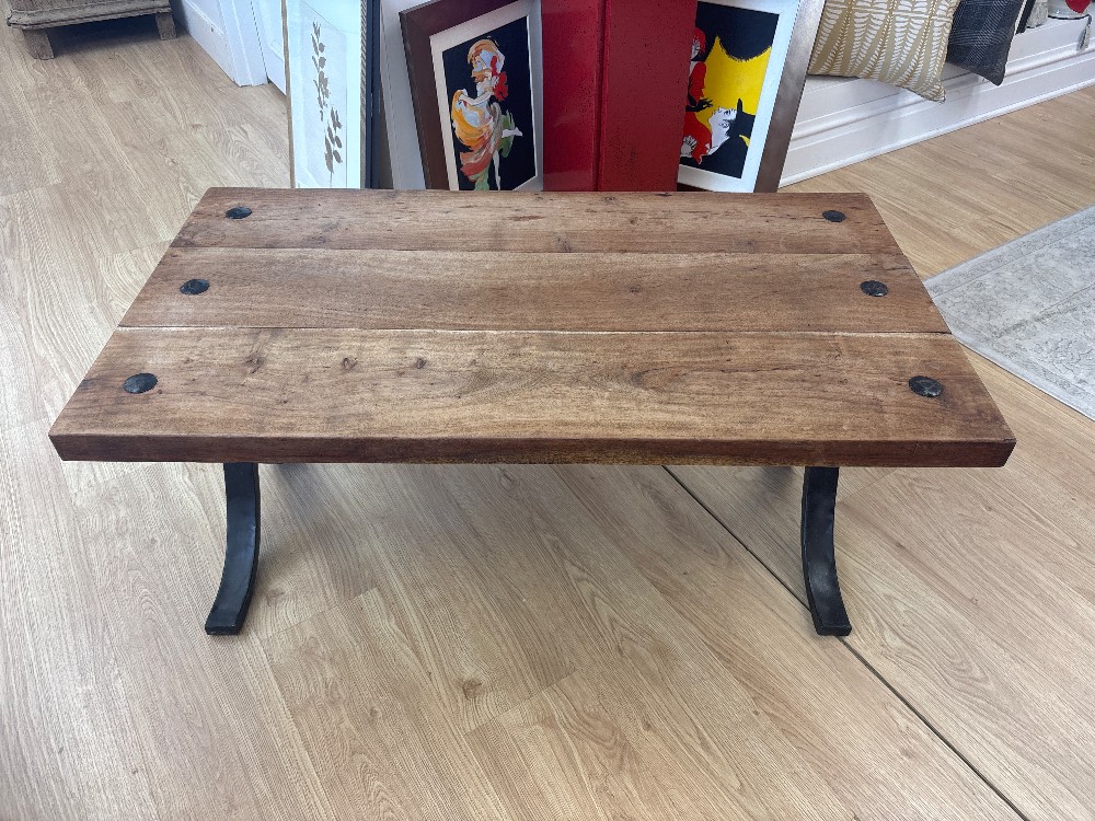 Rustic Wood and Metal Coffee Table