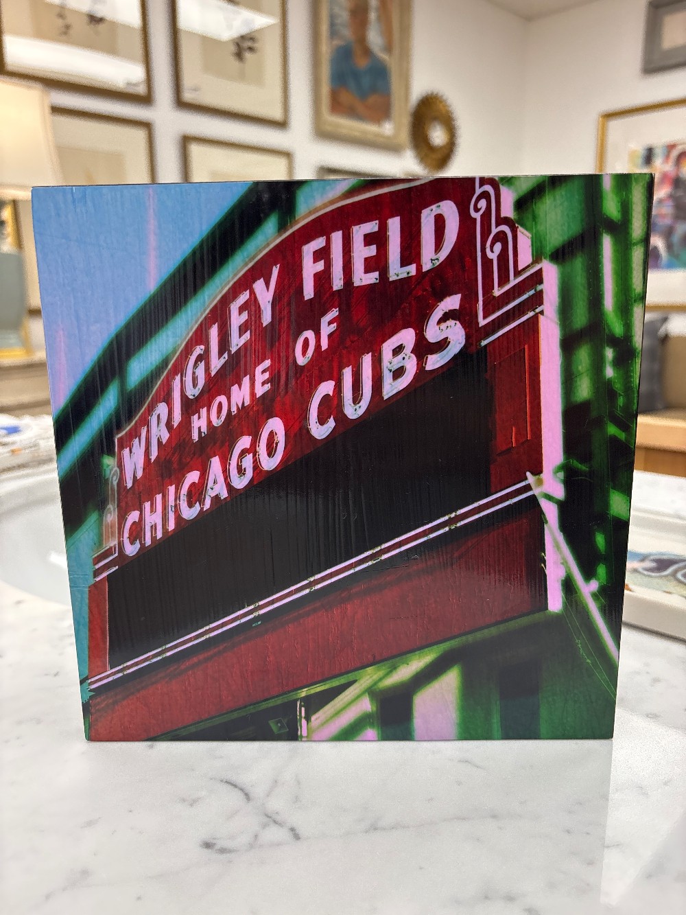 Wrigley Field Marquee Artwork on Wood, Signed