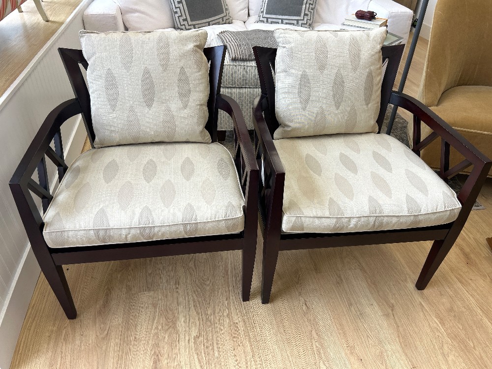 Baker Barbara Barry Double X Back Lounge Chairs, Pair
