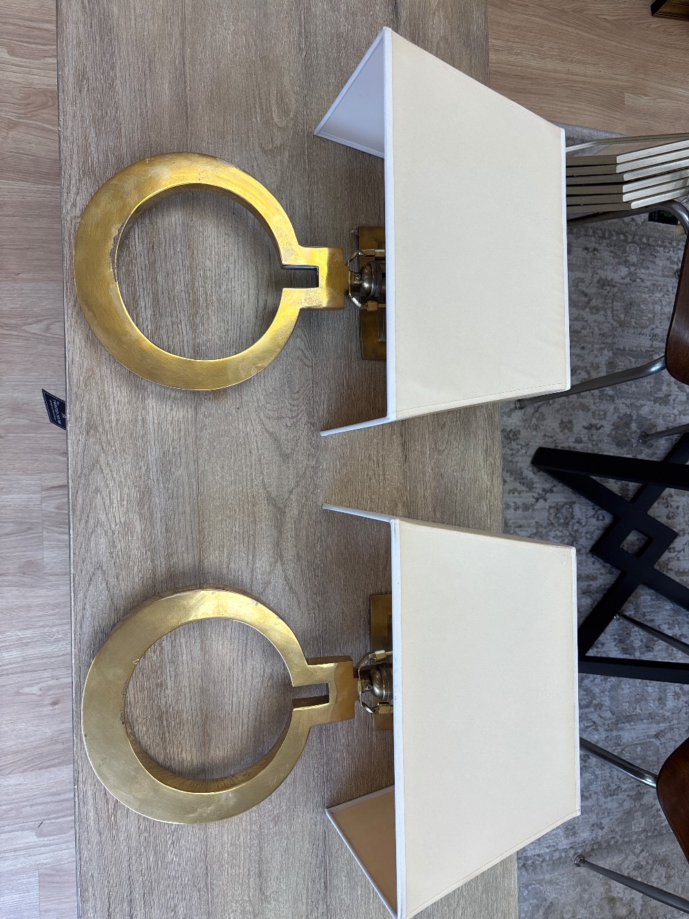 Visual Comfort Ring Form Aged Brass Sconces, Pair