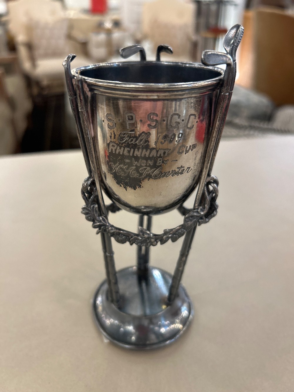 Vintage Golf Tournament Silver Plate Trophy - 1909