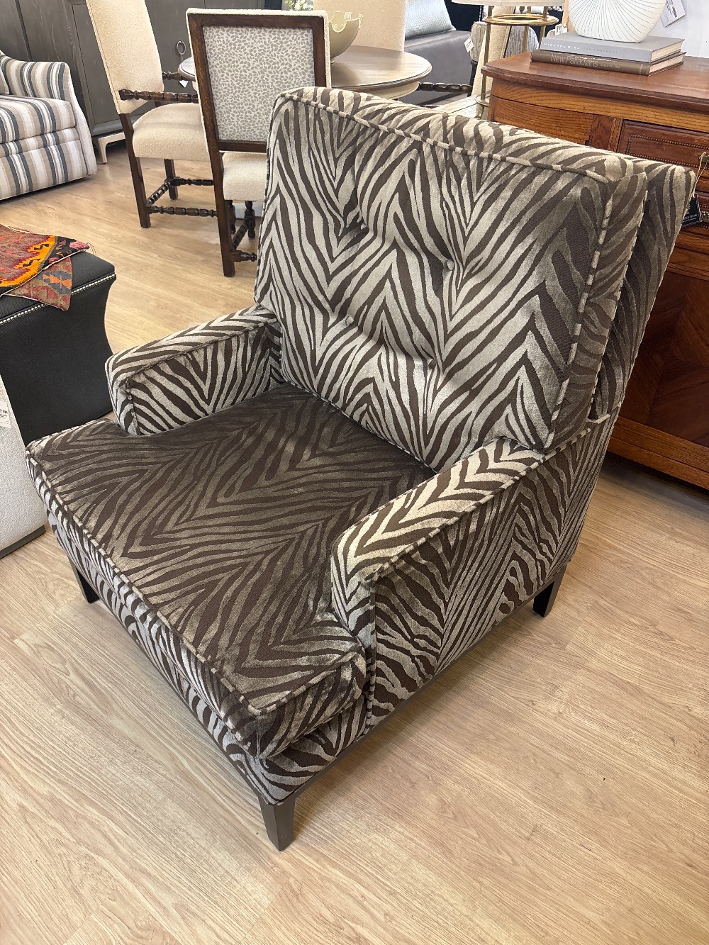 Custom Zebra Print High Back Armchair