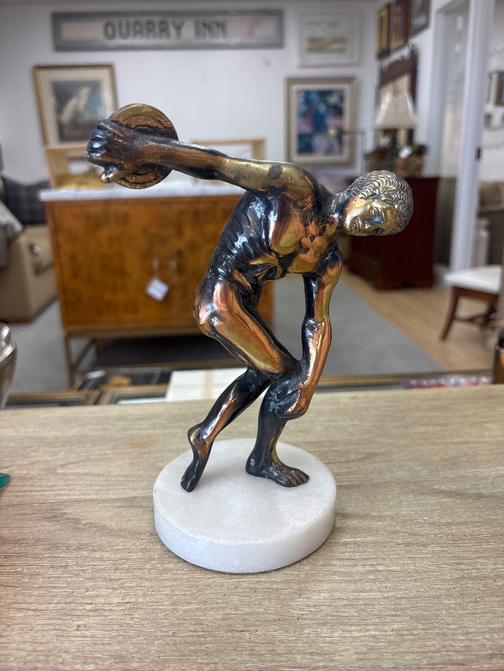 Vintage Discobolus Bronze Sculpture