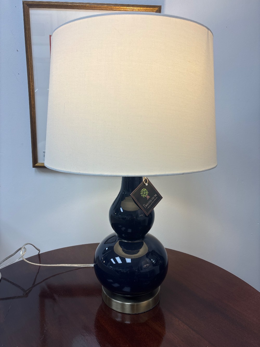 Double Gourd Brass Base Ceramic Table Lamp